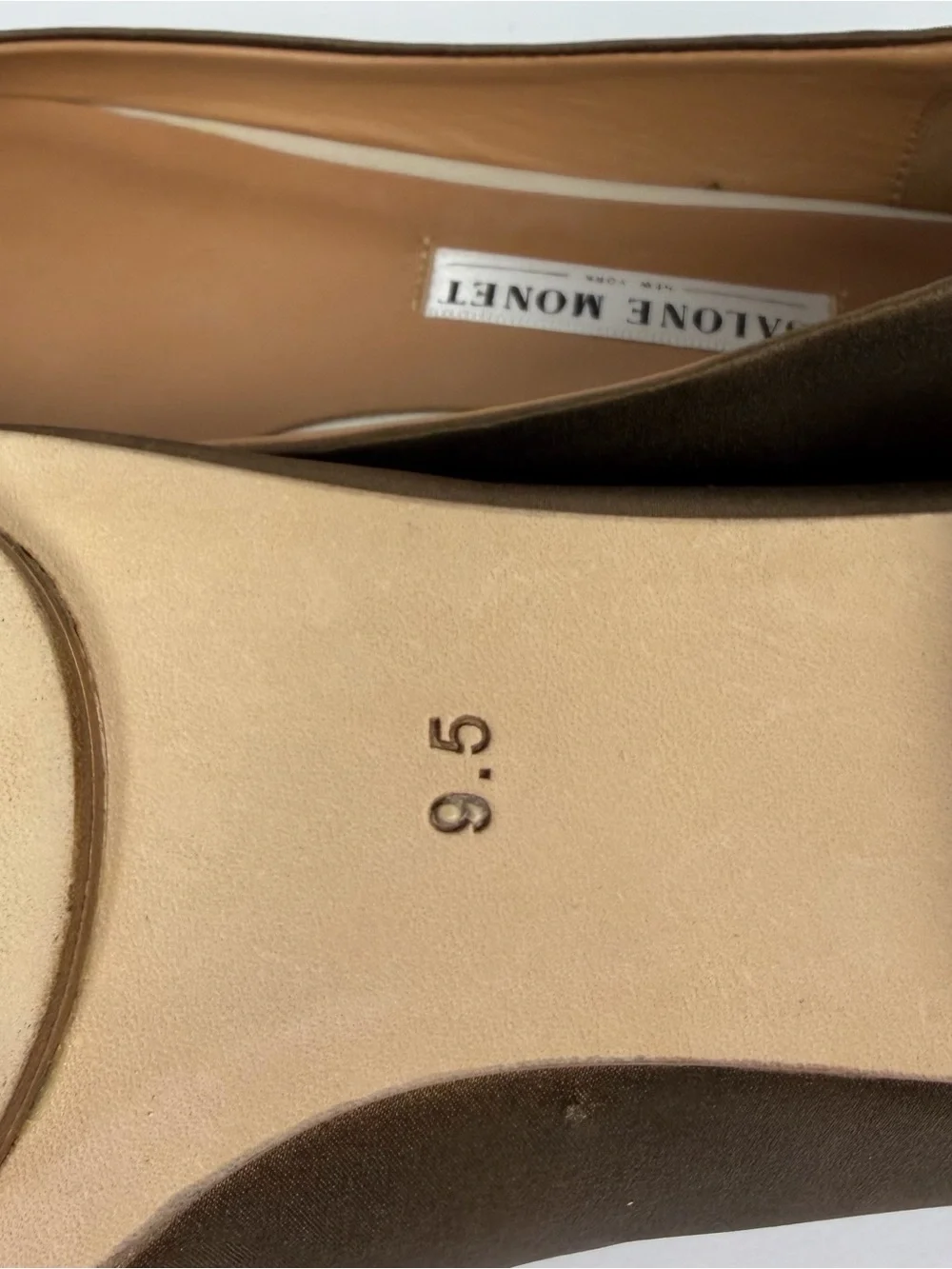 Salone Monet Bronze Satin Pointed Toe Flats Size 9.5